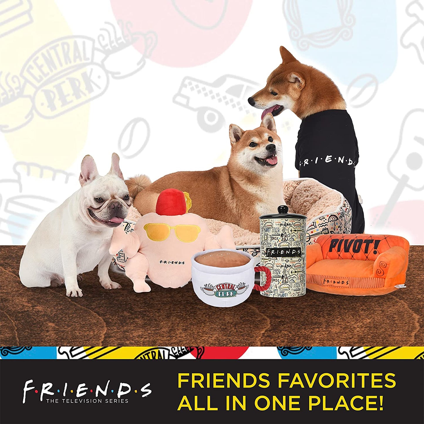 City Doodle Cuddler Dog Bed | Durable Washable Elevated Pet Mat from Warner Bros | Friends TV Show Merchandise for Dogs