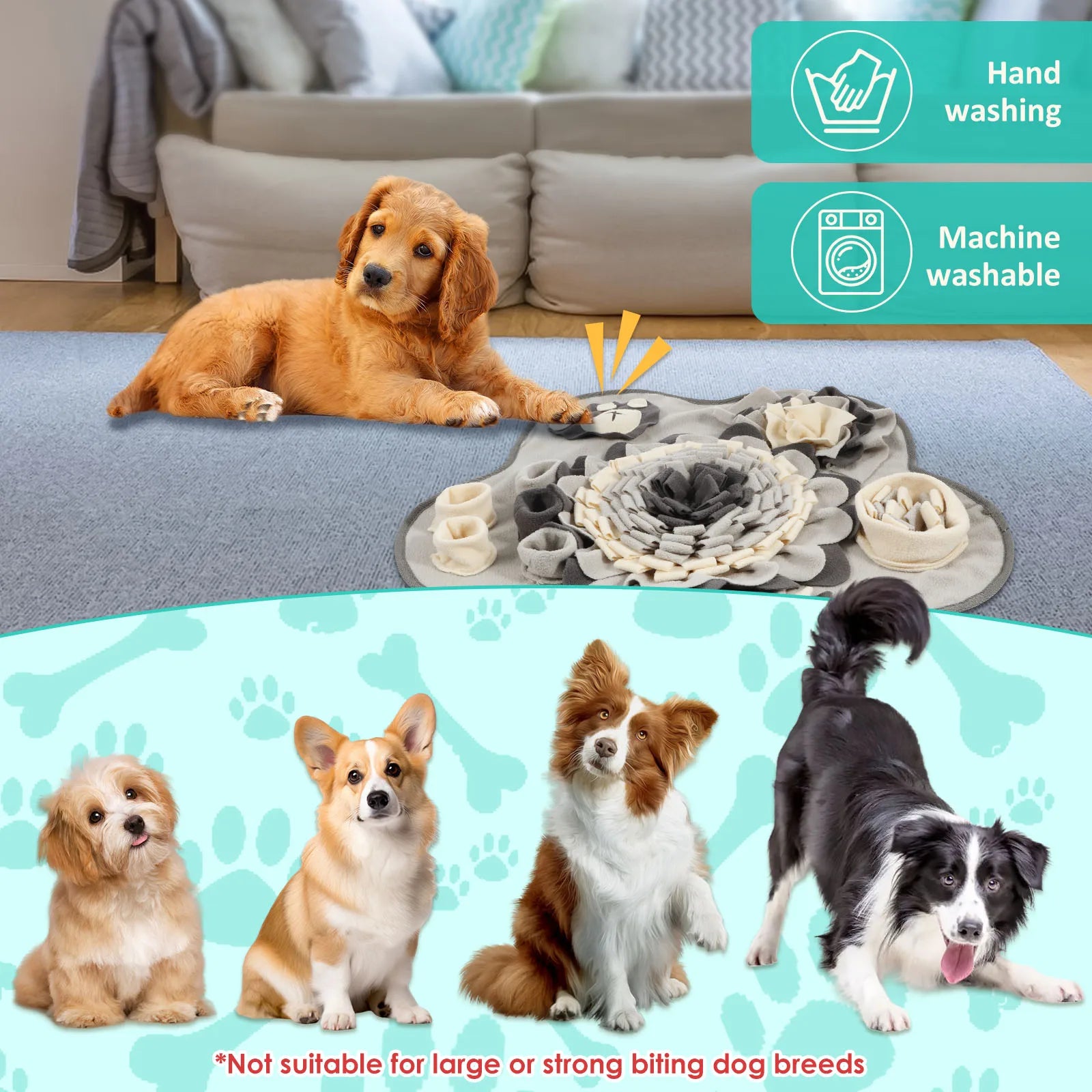 🐶 Dog Snuffle Mat with Squeaker – Interactive Training & Natural Feeding Toy for Stress Relief 🎾🧠