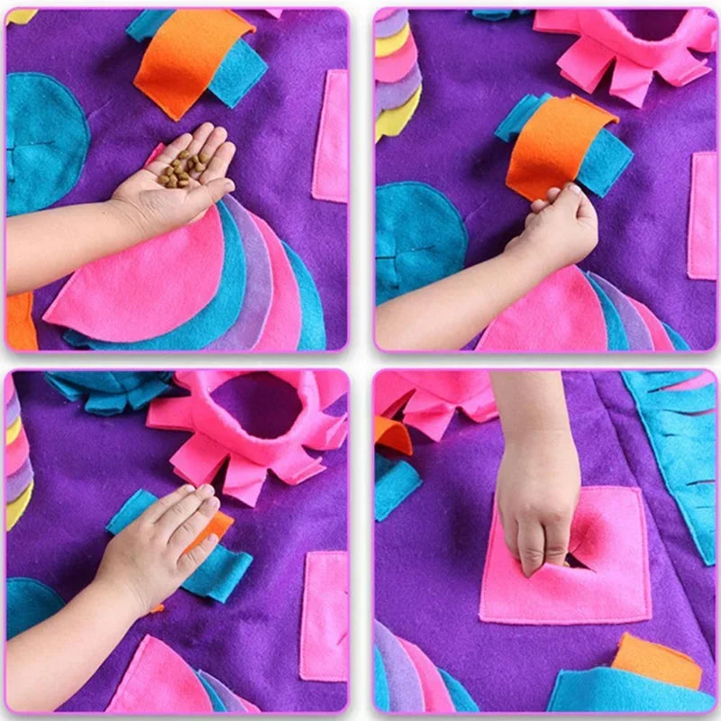 🧠🐾 Dog Snuffle Mat with Detachable Fleece Pads – Large Nosework Puzzle Blanket for Training, Feeding & Stress Relief 🐕🎁