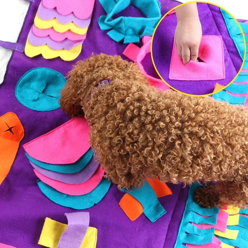 🧠🐾 Dog Snuffle Mat with Detachable Fleece Pads – Large Nosework Puzzle Blanket for Training, Feeding & Stress Relief 🐕🎁