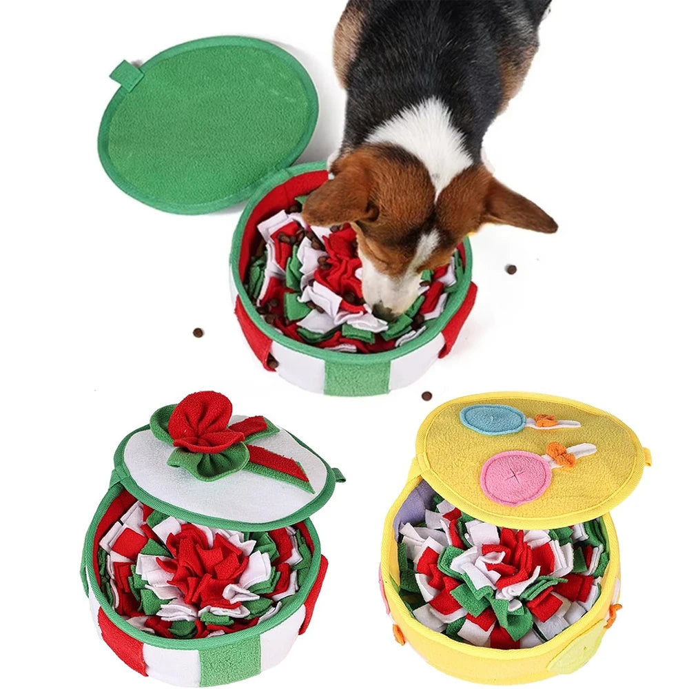 🎁 Dog Snuffle Mat Box Toy – Slow Feeder Puzzle for Training, Stress Relief & Christmas Gifting 🎄🐶