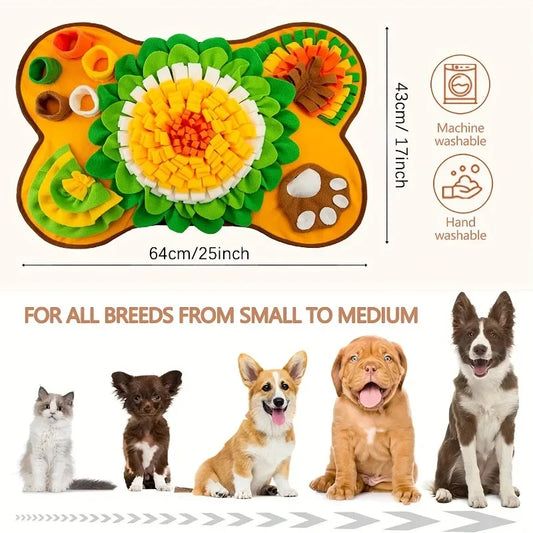 🧠🐶 Dog Sniffing Mat – Interactive Training Blanket & Nosework Puzzle | Feeding Pad for Dogs to Relieve Stress & Encourage Play 🎾🍖