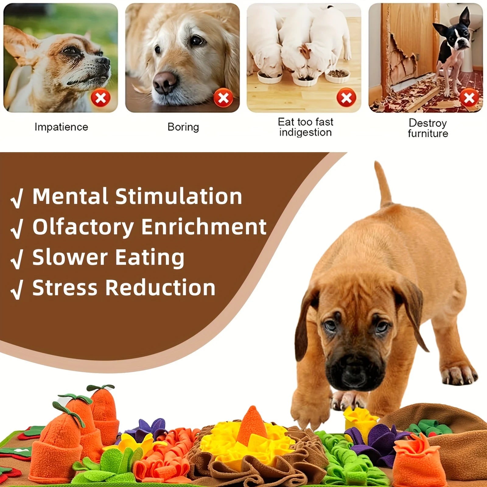 🐶🧠 Pet Snuffle Mat for Dogs – Nosework Feeding Blanket & Interactive Puzzle Toy | Slow Feeder for Training, Enrichment & Stress Relief 🍖🎾